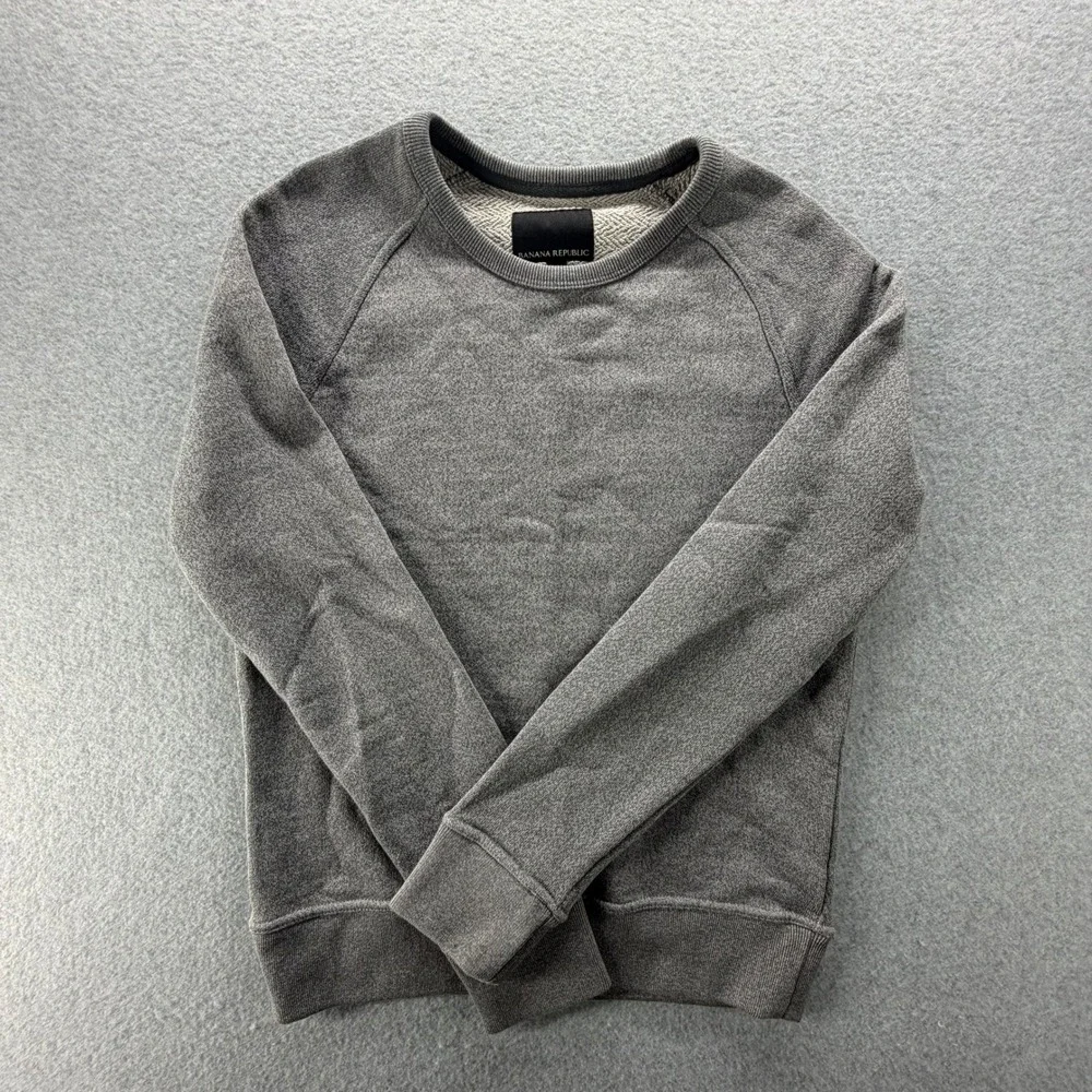 Banana Republic Mens Small Gray Raglan Crewneck French Terry Sweatshirt 0586